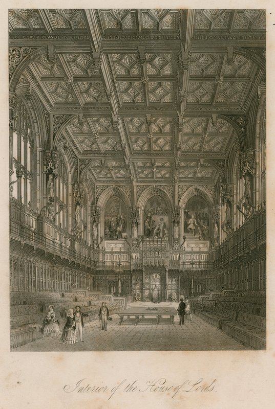 Interiør af House of Lords, Westminster, London af English School