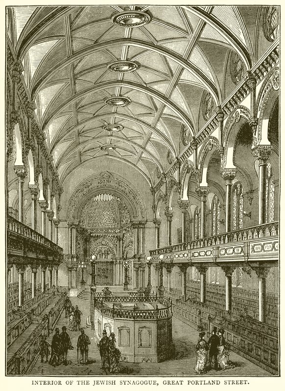 Interiør af den jødiske synagoge, Great Portland Street af English School