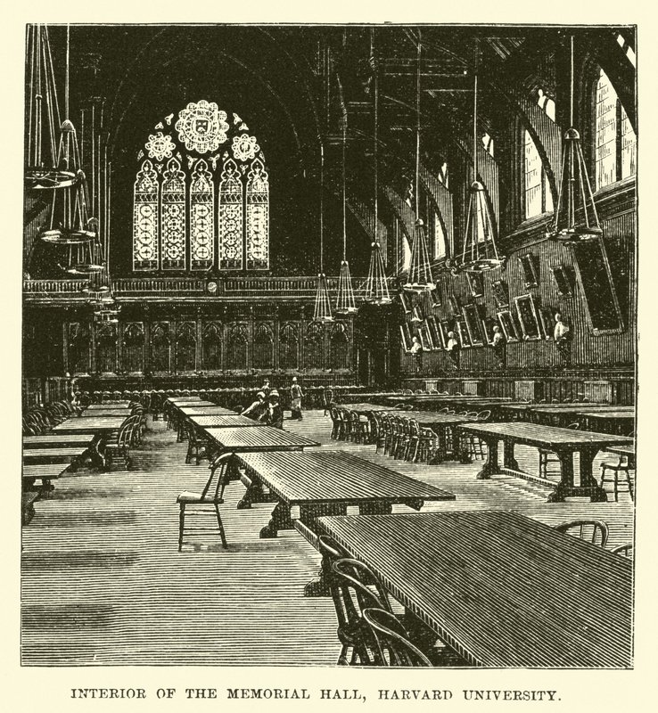 Interiør af Memorial Hall, Harvard University af English School