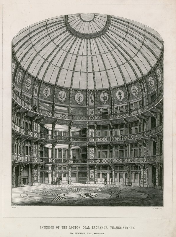 Interiør af New Coal Exchange, Thames Street af English School