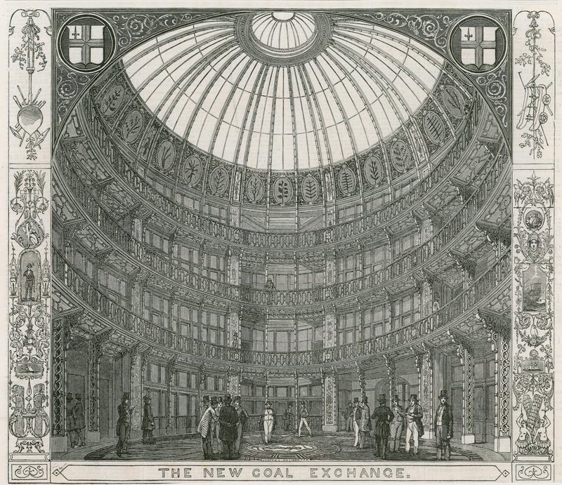 Interiør af New Coal Exchange, Thames Street af English School