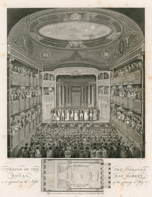 Interiør af New Theatre Royal, Haymarket, London af English School