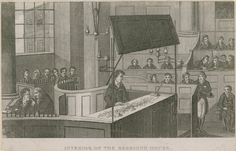 Interiør af Sessions House, Old Bailey af English School