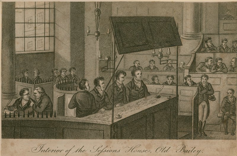 Interiør af Sessions House, Old Bailey af English School