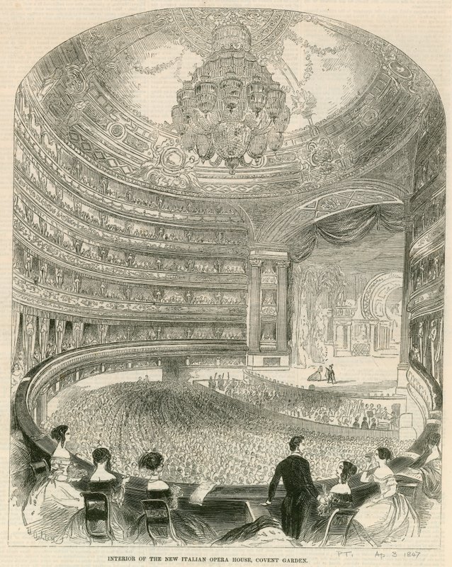 Interiør af det nye italienske operahus, Covent Garden, London af English School