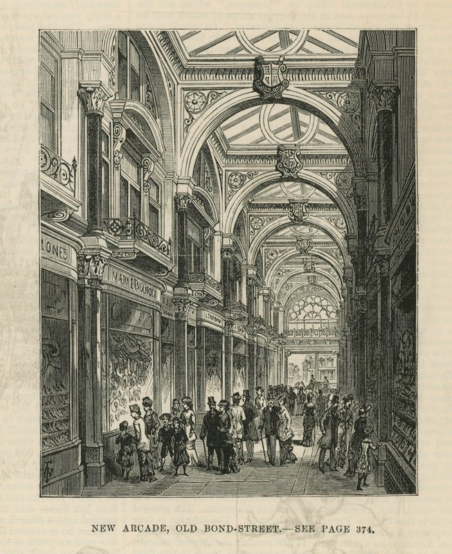 Interiør af den nye arkade på Old Bond Street af English School
