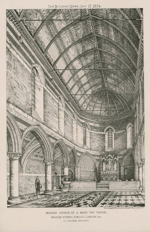 Indvendig visning af Mission Church of St Mary the Virgin af English School