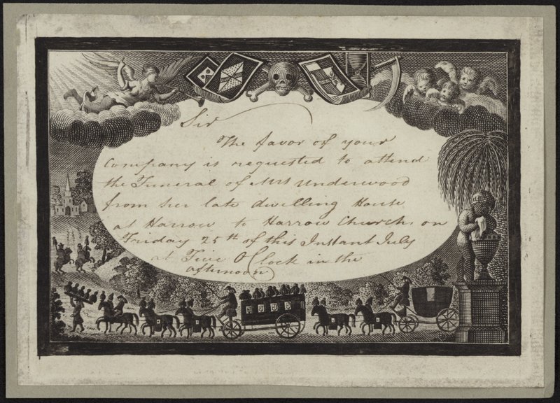 Invitation med anmodning om deltagelse i begravelsen af fru Underwood af English School