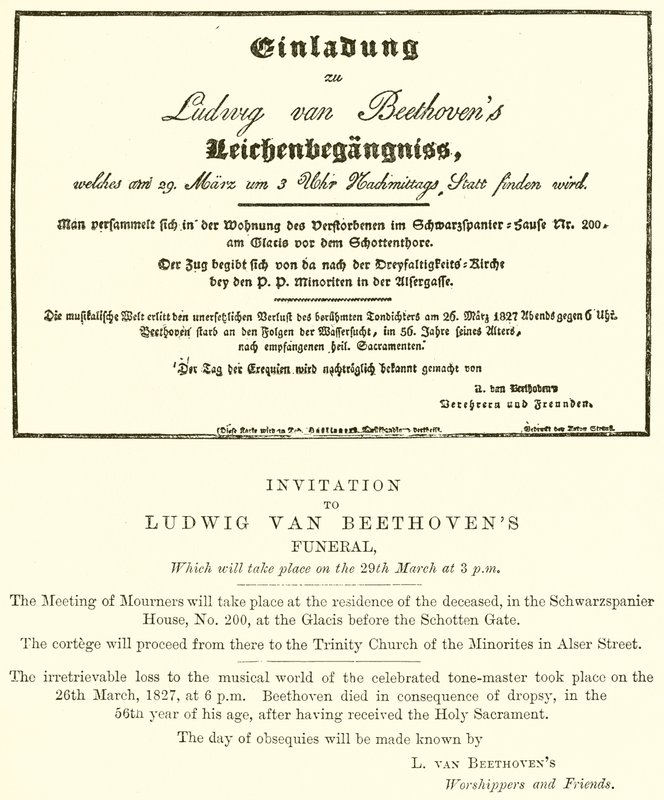 Invitation til Beethovens begravelse af English School