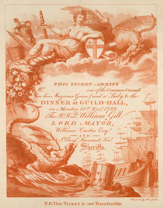 Invitation til en banket i Guildhall, London, den 10. november 1888 af English School