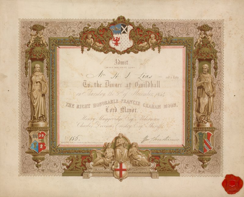 Invitation til en banket i Guildhall, London, den 9. november 1854 af English School