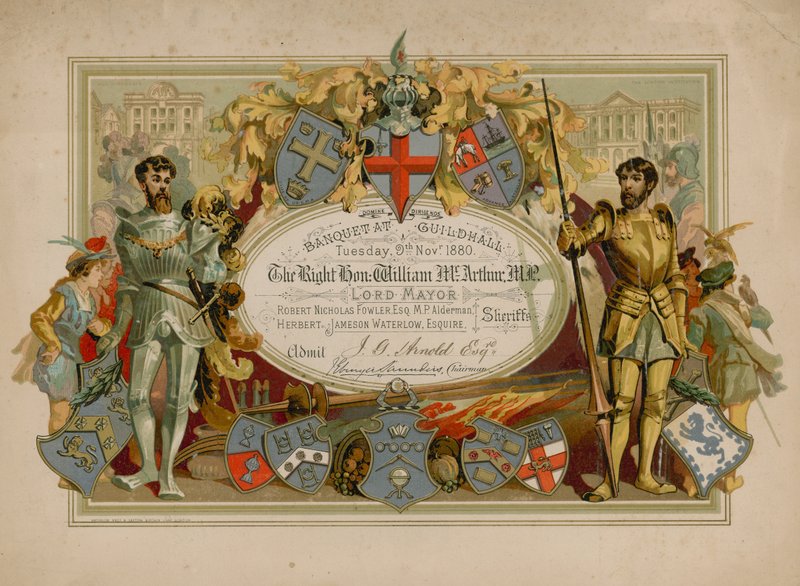 Invitation til en banket i Guildhall, London, den 9. november 1880 af English School