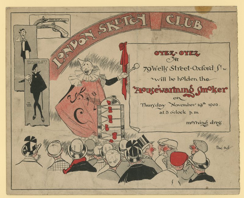 Invitation til et arrangement i London Sketch Club af English School