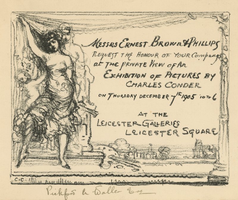 Invitation til en udstilling med værker af Charles Conder af English School