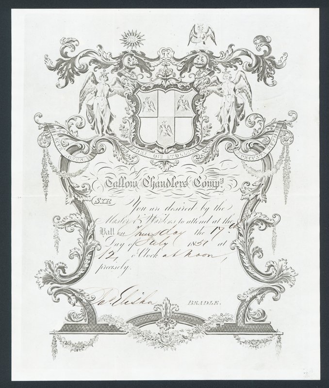 Invitation til Tallow Chandlers Company bal, London af English School