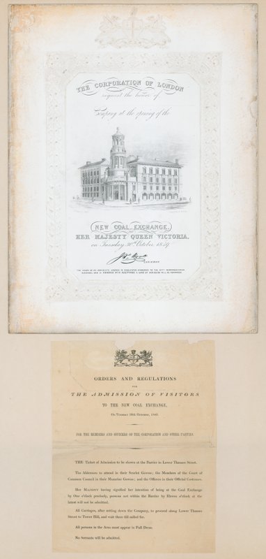 Invitation til åbningen af den nye kulbørs, 30. oktober 1849 af English School