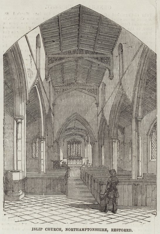 Islip Church, Northamptonshire, restaureret (gravering) af English School