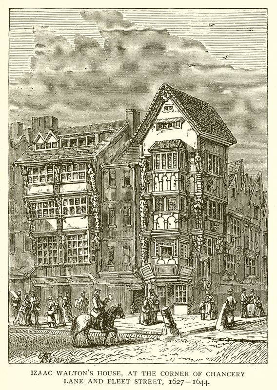 Izaac Waltons House, på hjørnet af Chancery Lane og Fleet Street, 1627--1644 af English School