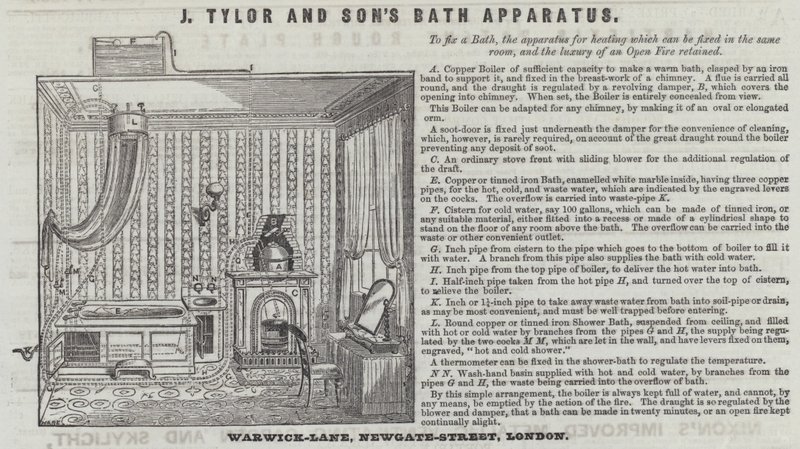 J Tylor og søns badeapparat (gravering) af English School