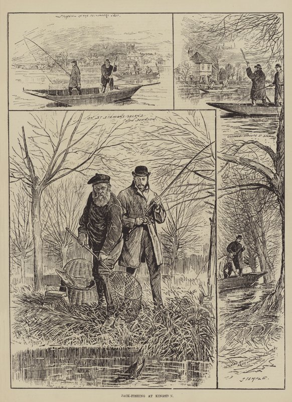 Jack-Fishing at Kingston (gravering) af English School