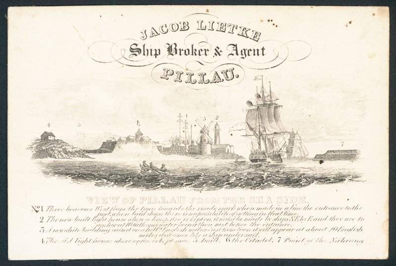 Jacob Lietke, skibsmægler og agent, handelskort af English School