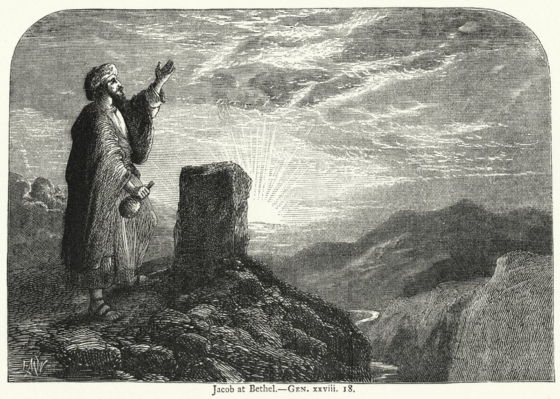 Jakob i Betel, Gen xxviii 18 (gravering) af English School