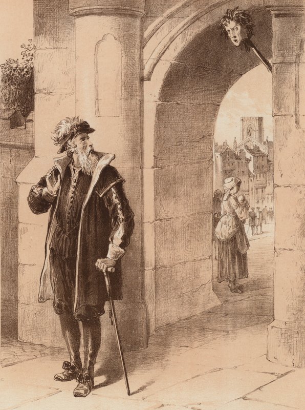 James Bird, "Hans far gik en dag forbi og så sin søns ansigt" (litho) af English School