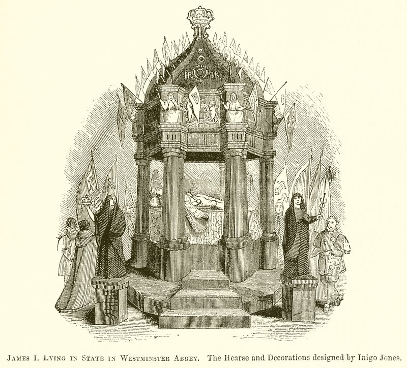 James I ligger i State Westminster Abbey af English School