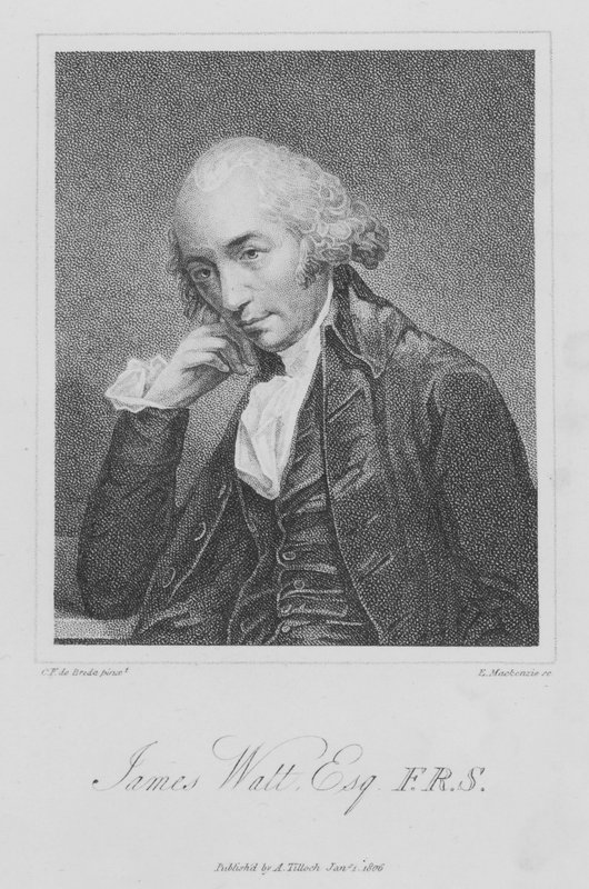 James Watt, skotsk ingeniør og opfinder (gravering) af English School