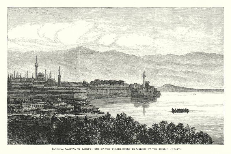 Jannina, Epirus hovedstad, et af de steder, der er afstået til Grækenland ved Berlin-traktaten (gravering) af English School