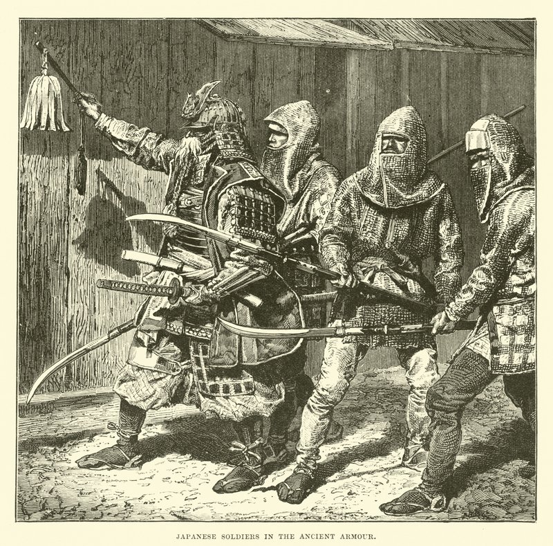 Japanese soldiers in the ancient armour  af English School