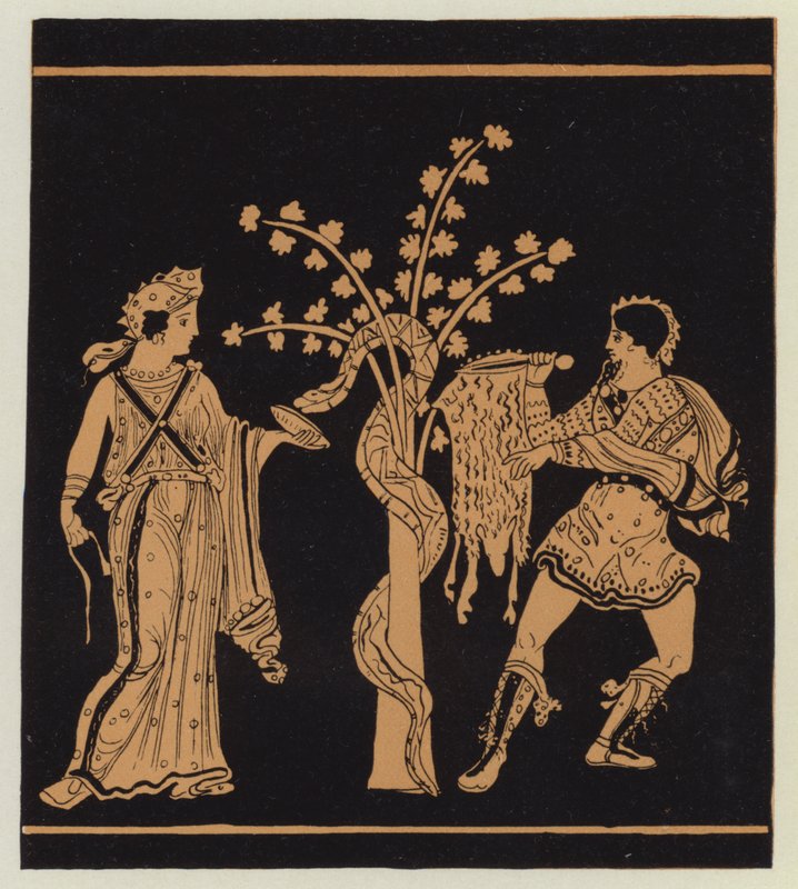 Jason, hjulpet af Medea, tager det gyldne skind (farvelitografi) af English School