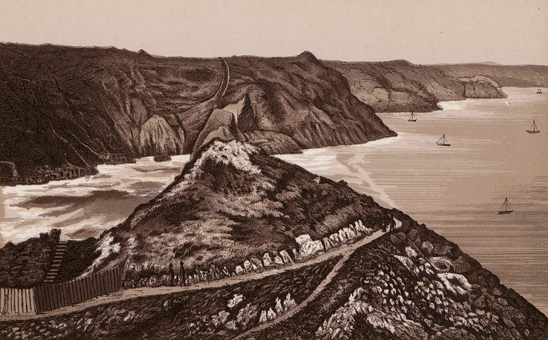 Jersey, Chanel-øerne: Vejen ned til Djævlehullet (litho) af English School