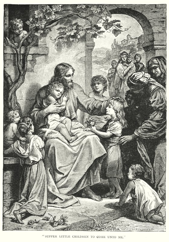 Jesus Kristus og børnene (gravering) af English School