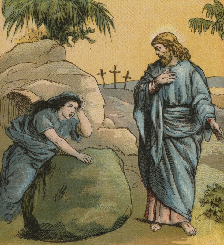 Jesus Kristus, oprejst fra de døde (farve litho) af English School