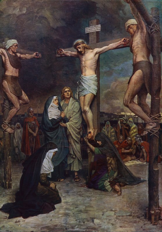 Jesus på korset (farve litho) af English School