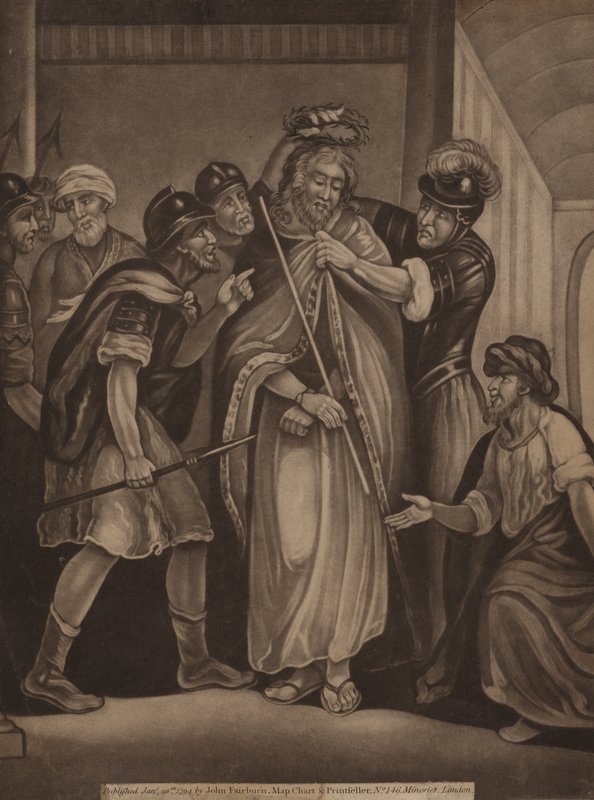 Jesus kronet med en tornekrone (gravering) af English School