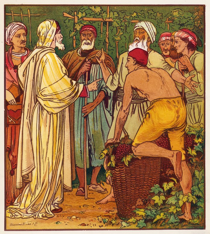 Jesu lignelser: Vingården (farve litho) af English School