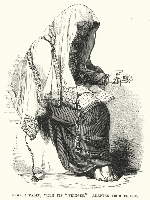 Jødisk taled, med sine "frynser", tilpasset fra Picart (gravering) af English School