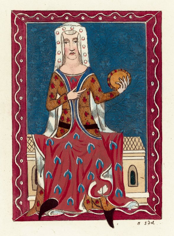 Joan, grevinde af Kent, kone til Edward The Black Prince (farvet gravering) af English School