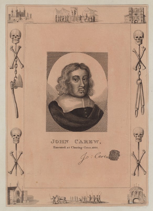 John Carew, henrettet ved Charing Cross, 1660 af English School