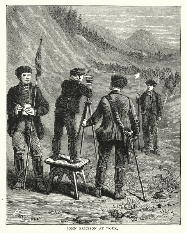 John Ericsson på arbejde (kobberstik) af English School