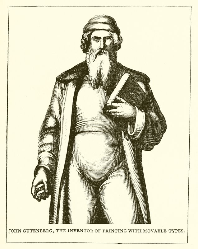 John Gutenberg, opfinderen af trykning med bevægelige typer af English School