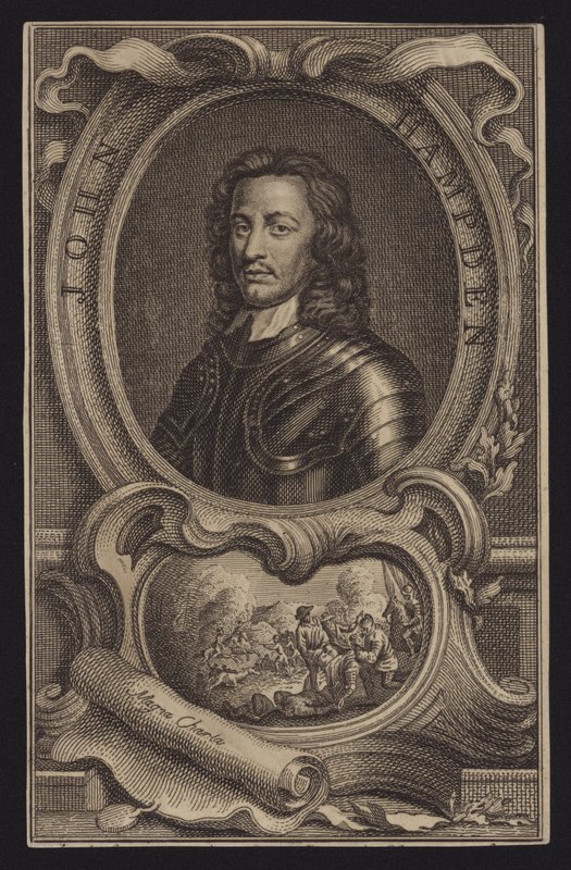 John Hampden, engelsk parlamentarisk politiker og soldat (kobberstik) af English School