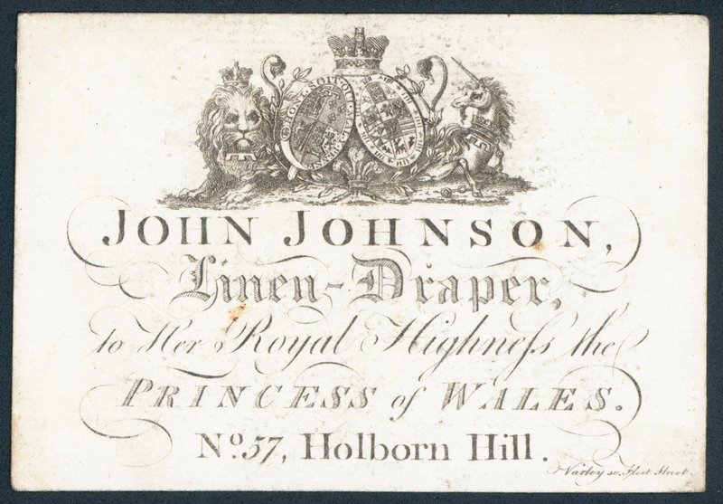 John Johnson, linned draper, trade card af English School