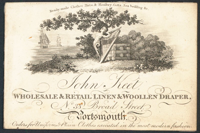 John Keet, engros- og detaillinned og ulden draper, handelskort af English School