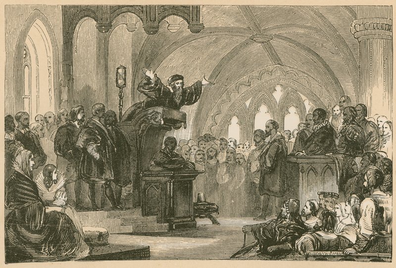 John Knox prædiker i St. Andrews af English School