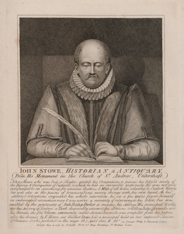 John Stow, engelsk historiker og antikvar (gravering) af English School
