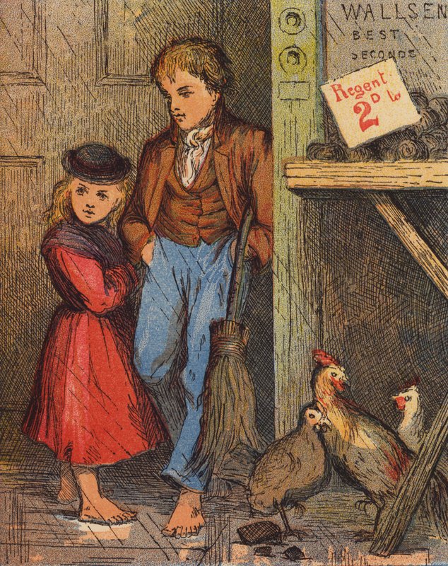 John og Nelly i læ (farvelitografi) af English School