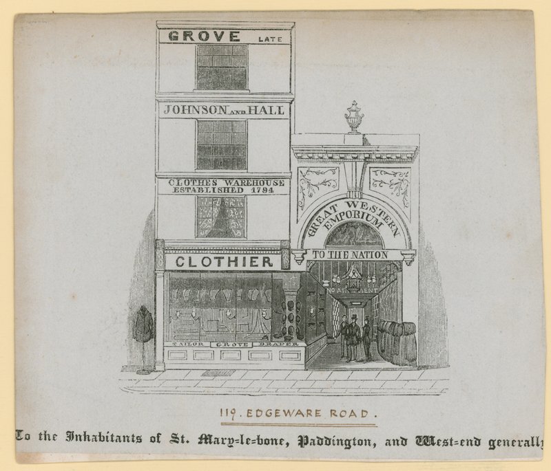 Johnson og Hall, tøj, 119 Edgware Road af English School